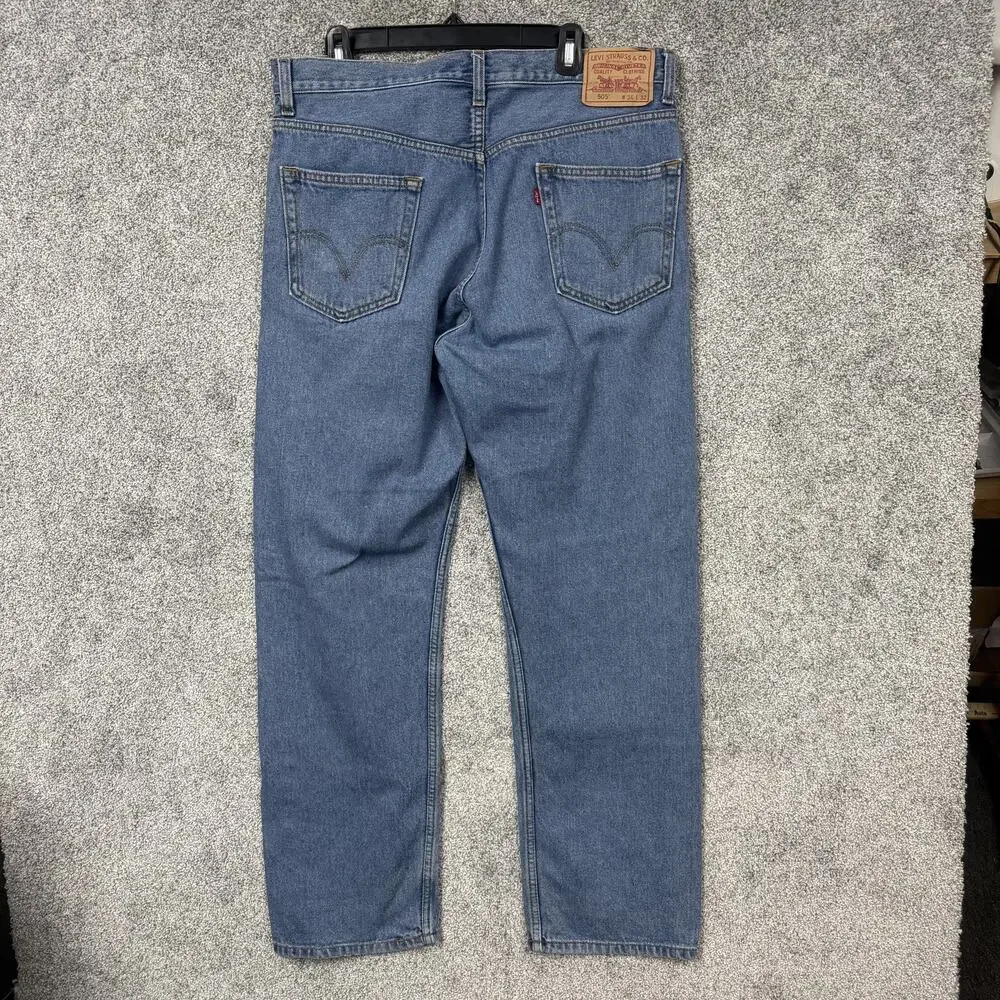Levis 505 Regular Fit Jeans Mens 36x31 Blue Straight Leg Denim Mid Wash Classic